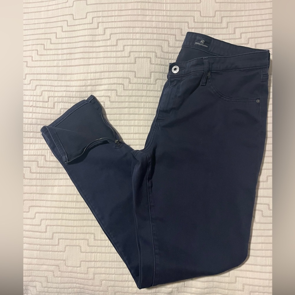 AG Adriano Goldschmied Dark Blue Skinny Ankle Zip Pants